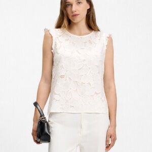 Monteau | L | White Lace Sleeveless Top